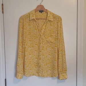 Yellow Patterned Button-Up Dress Shirt